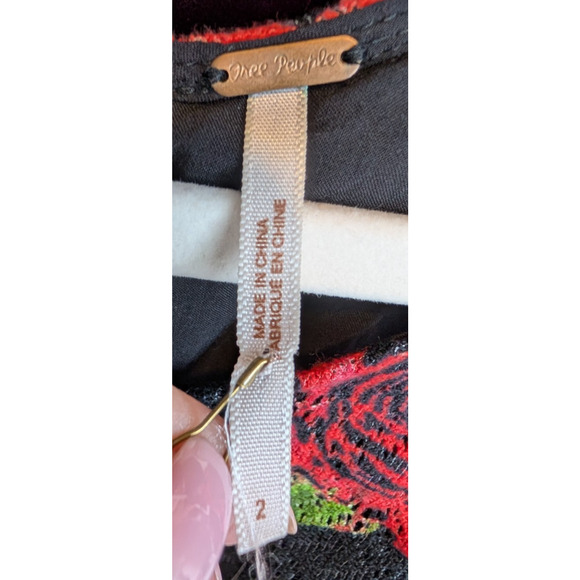 Free People Black Asian Rose Boho Whimsigoth Lace Cutout Crochet Mini Dress 2 - Picture 7 of 12